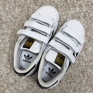 adidas Kids superstar White and Black Velcro Shell-Toe Sneakers